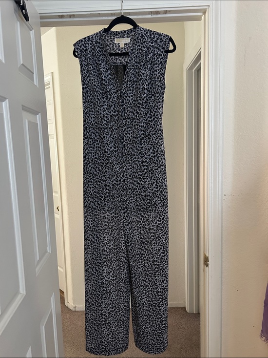 Michael Kors Pants - Michael Kors Black & White Animal Print Printed Sleeveless Jumpsuit EUC